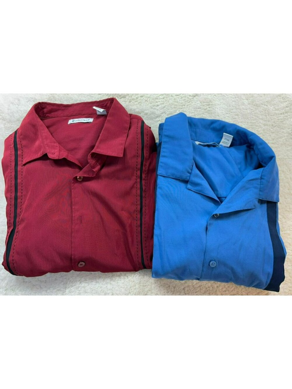 Cubavera Mens Button-Down Shirts Lot of 2 Red & Blue 2XLT Rayon Casual Camp